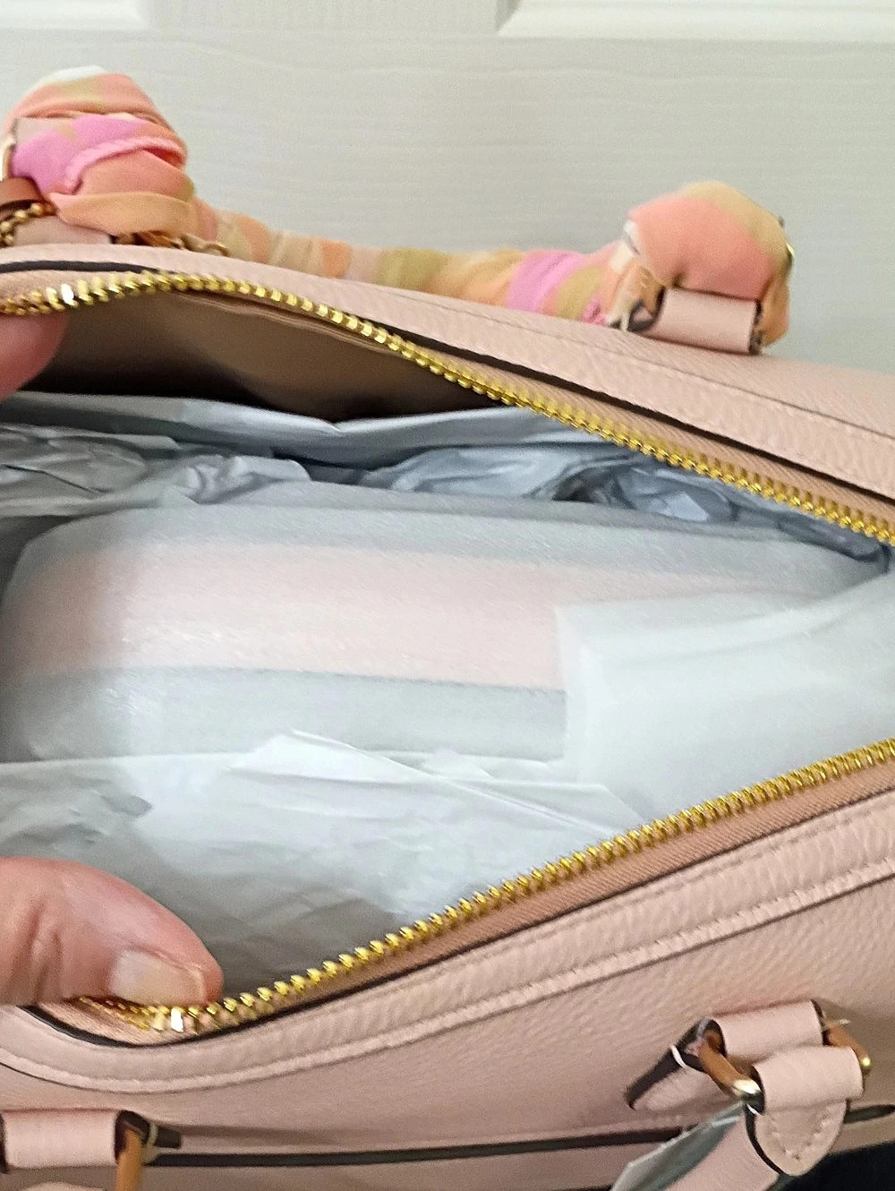 Coach Rowan Large Satchel Bag With Shell Charm Pink & White - Picture 6 of 10